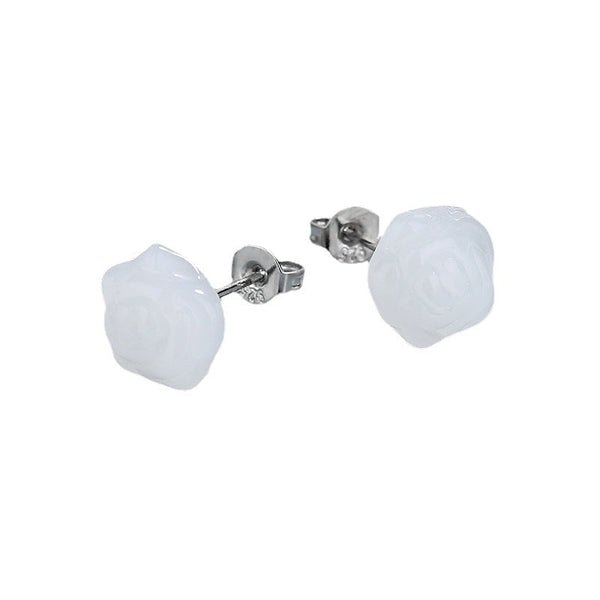 [TE152] Presentski Flower Stud Earrings Rose