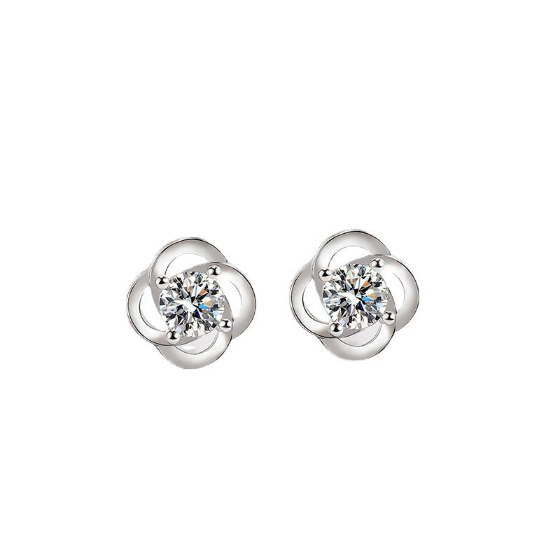 [TE153] Presentski Shiny Clover Earrings Feminine Personality Versatile Earrings