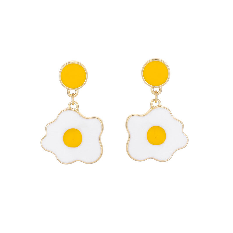 Presentski Cute Cartoon Egg Earrings Women's Small Fresh Personality Earrings TE182