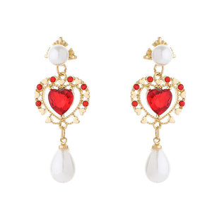 Presentski Red Love Pearl Earrings Retro Style Fashion Earrings TE183