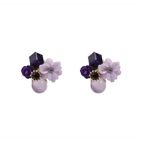 Presentski Vintage Purple Gentle Earrings Elegant Minority Temperament Amethyst Flower Earrings TE196