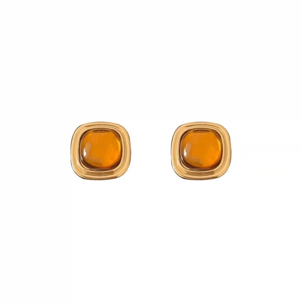 [TE207] Presentski Square Zircon Earrings Women's Fashion Simple Earrings