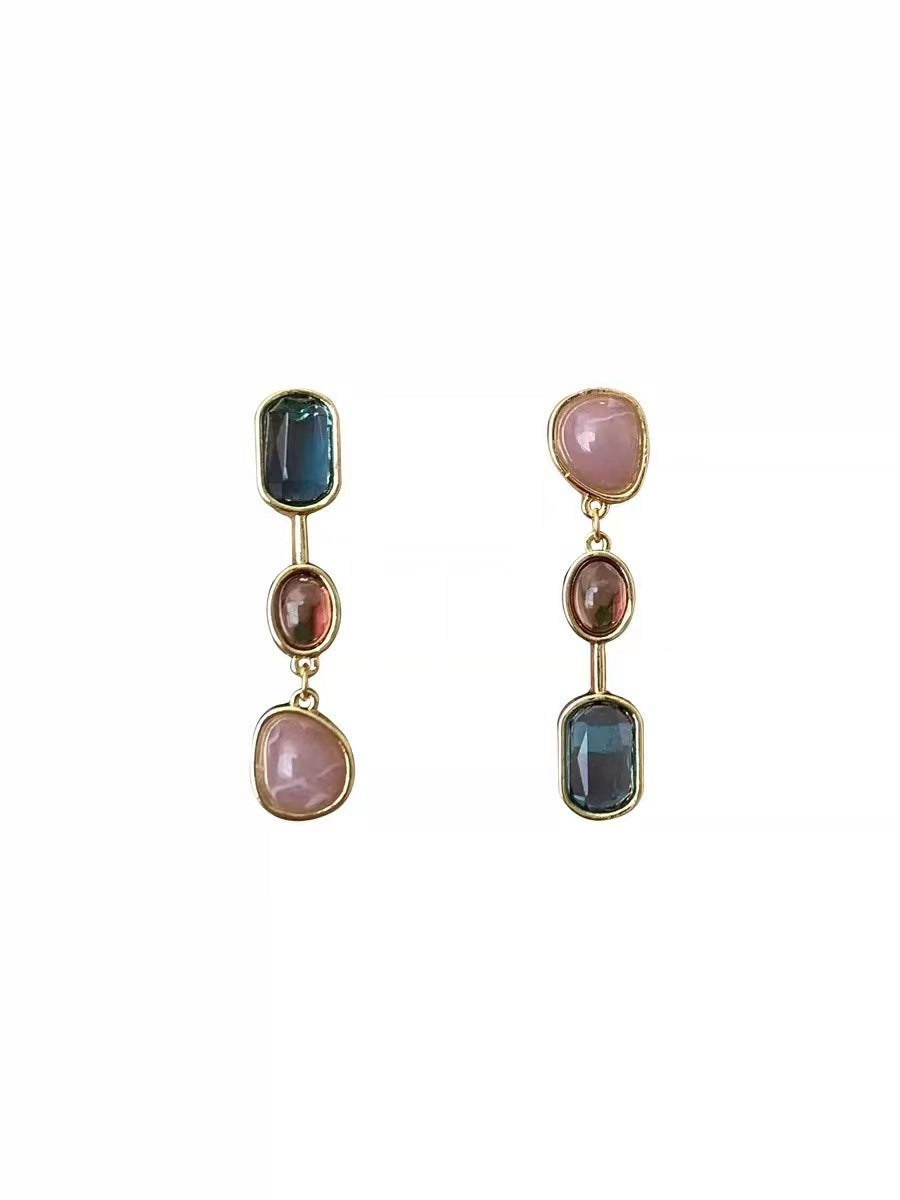 [TE209] Presentski Personalized Asymmetrical Earrings Color Zircon Fashion Earrings