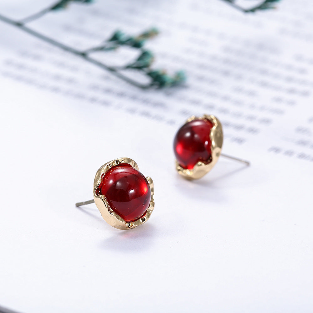 [TE215] Presentski Simple Transparent Ruby Earrings