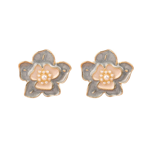 [TE217] Presentski Enamel Flower Earrings Women's Personalized Fashion Versatile Earrings