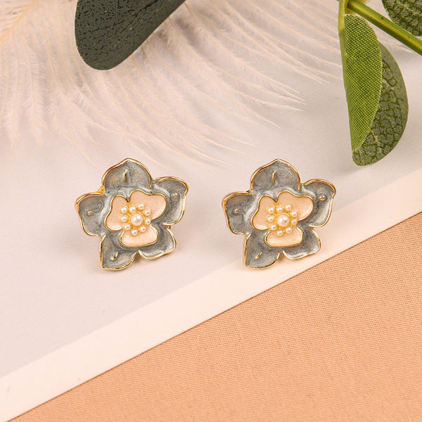 [TE217] Presentski Enamel Flower Earrings Women's Personalized Fashion Versatile Earrings