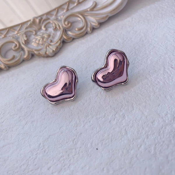 [TE223] Presentski Purple Love Earrings Women's Personalized Fashion Versatile Earrings