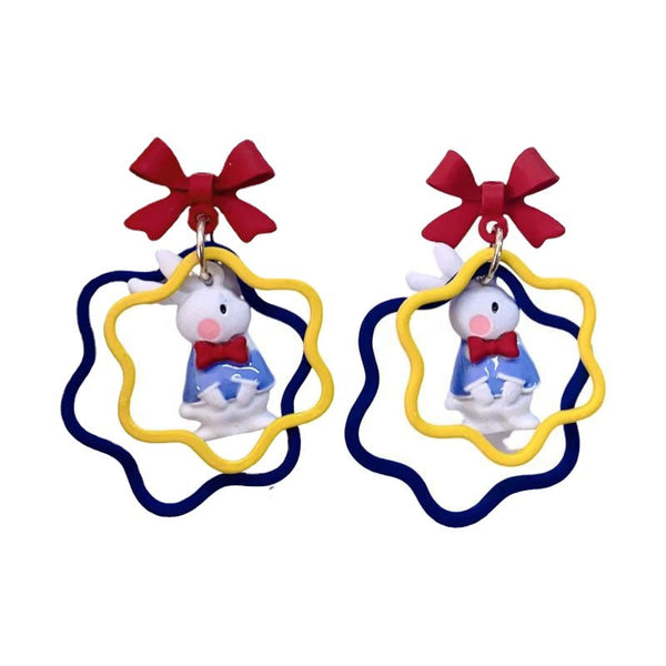 [TE225] Presentski Cartoon Rabbit Earrings Lovely Princess Bow Earrings