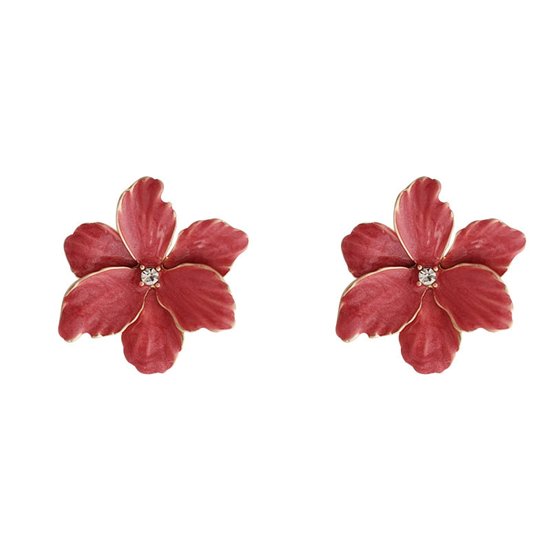 [TE232] Presentski Dropping Oil Flower Earrings Elegant Ladies Fashion Earrings