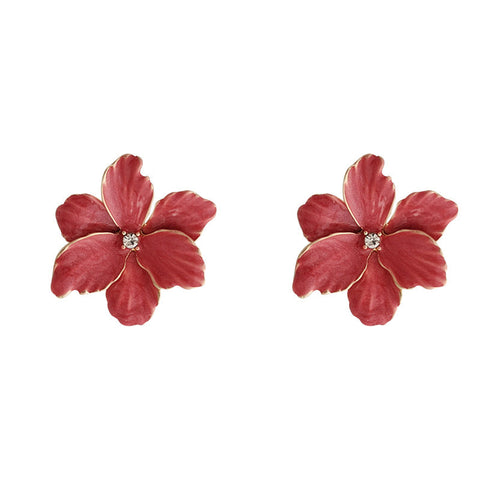 [TE232] Presentski Dropping Oil Flower Earrings Elegant Ladies Fashion Earrings