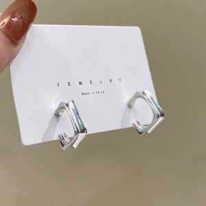 [TE241] Presentski Metal Style Earrings Simple Geometric C-shaped Earrings