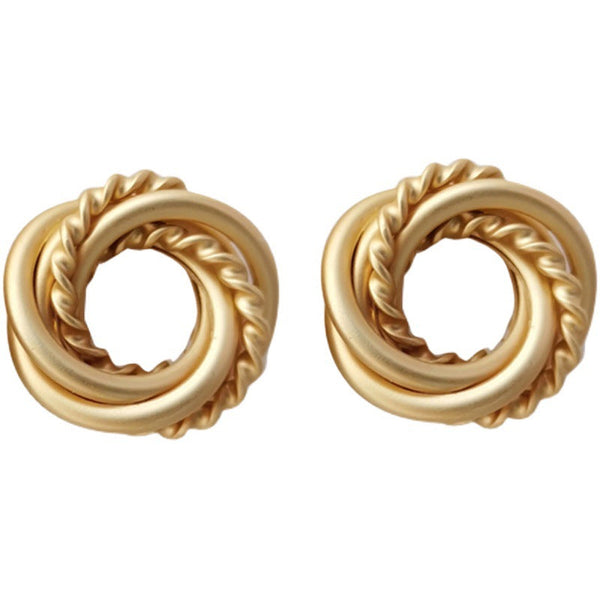 [TE246] Presentski Creative Winding Earrings Women's Simple Retro Matte Round Earrings