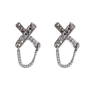 [TE247] Presentski Personalized Cross Shaped Earrings Fashion Chain Earrings Simple Small Earrings