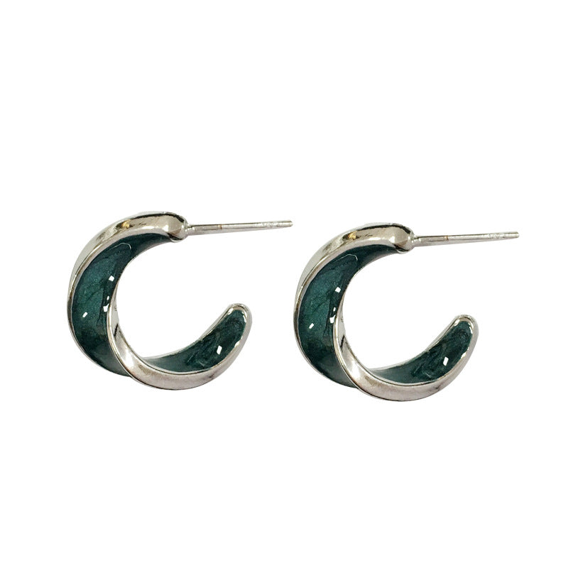 [TE248] Presentski Dropping Oil C-shaped Earrings Female Creative Twisted Geometric Earrings