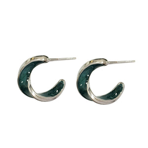 [TE248] Presentski Dropping Oil C-shaped Earrings Female Creative Twisted Geometric Earrings