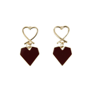 [TE250] Presentski Sweet Red Love Earrings Feminine Simple Geometric Earrings