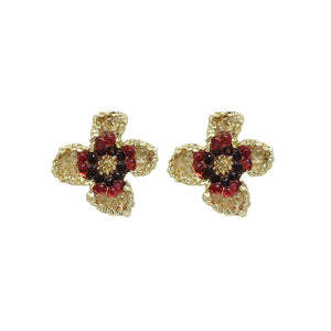 [TE255] Presentski Zircon Flower Earrings Female Temperament Earless Clip