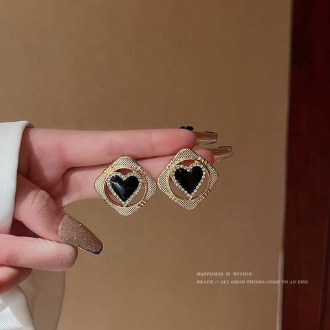 [TE269] Presentski Dropping Oil Love Earrings Female Personality Retro Versatile Earrings