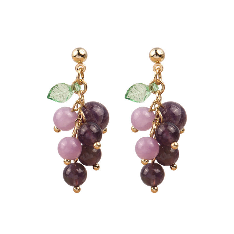 [TE271] Presentski Grape Earrings Fresh Sweet Purple Fruit Earrings