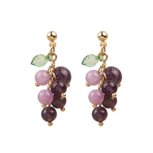 [TE271] Presentski Grape Earrings Fresh Sweet Purple Fruit Earrings