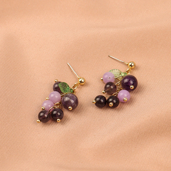 [TE271] Presentski Grape Earrings Fresh Sweet Purple Fruit Earrings