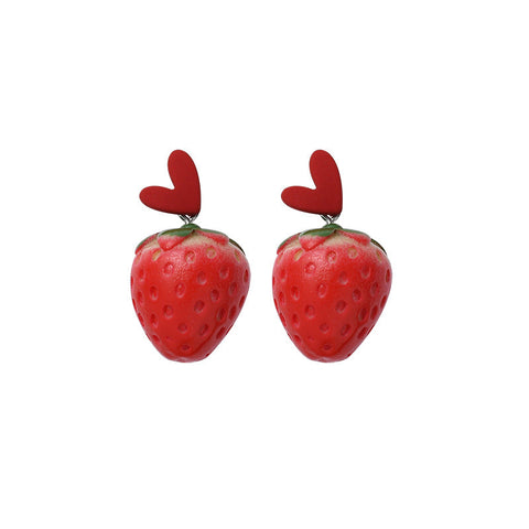 [TE278] Presentski Love Strawberry Earrings Women's Simple Fruit Personalized Earrings