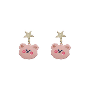 [TE280] Presentski Cartoon Bear Earrings Simple and Sweet Star Earrings