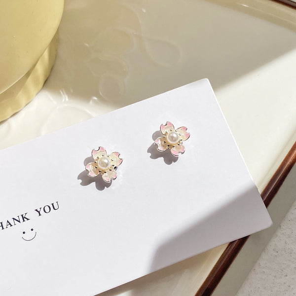 [TE284] Presentski Cherry Blossom Earrings Exquisite Small Pink Flower Earrings