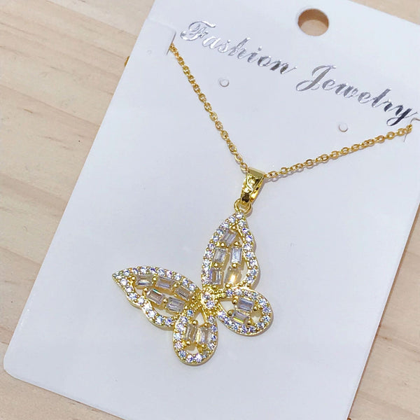 Presentski Shiny Colorful Hollow Butterfly Pendant Necklace TN031