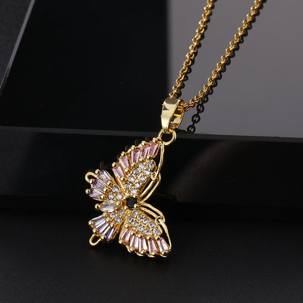 Presentski Shiny Colorful Hollow Butterfly Pendant Necklace TN031