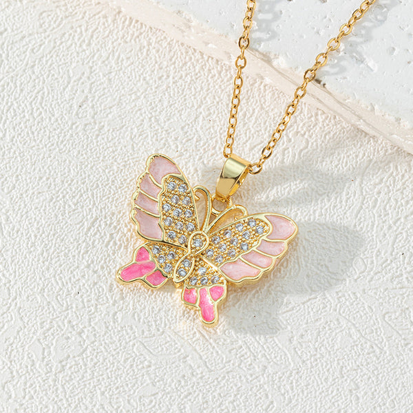 Presentski Shiny Colorful Hollow Butterfly Pendant Necklace TN031