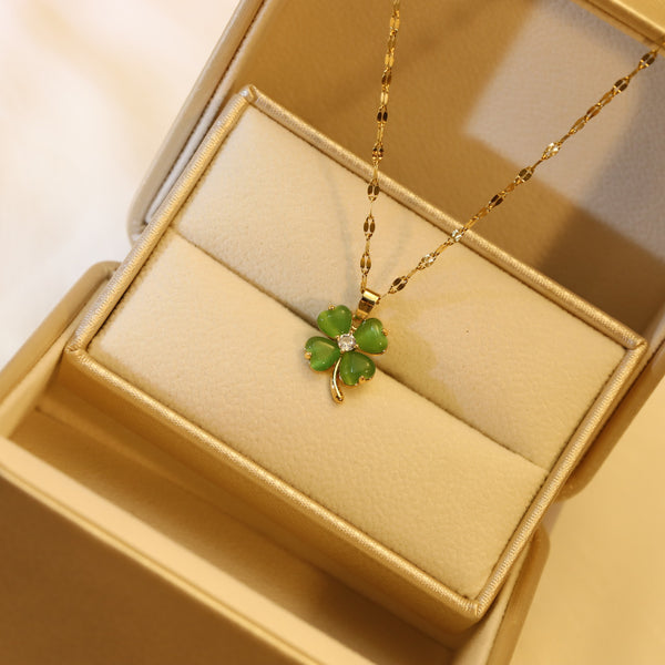 Presentski Lucky Shiny Four Leaf Clover Pendant Necklace TN036