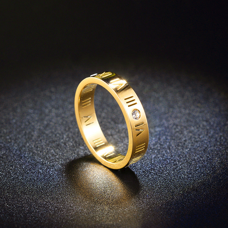 [TR070] Presentski Roman Digital Ring Gold Fashion Couple Ring