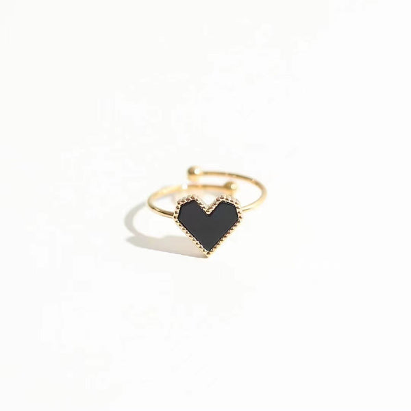 [TR073] Presentski Adjustable black love ring female gold fashion opening ring