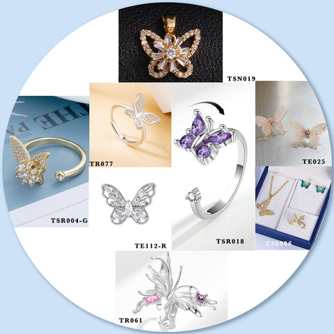 [TS005] Presentski Butterfly Fashion Jewelry Collection Buy 5pcs Get Extra 5pcs Free for Colorful Butterfly Lover