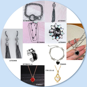 [TS011] Presentski Black Stone Fashion Jewelry Buy 5pcs Get Extra 5pcs Free with Necklaces Rings Earrings Bracelet