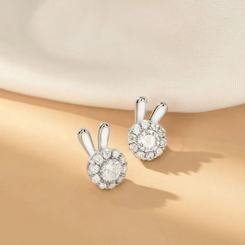 Presentski Rotate Small Rabbit Earrings to Transfer Cute Small Animal Earrings TSE004