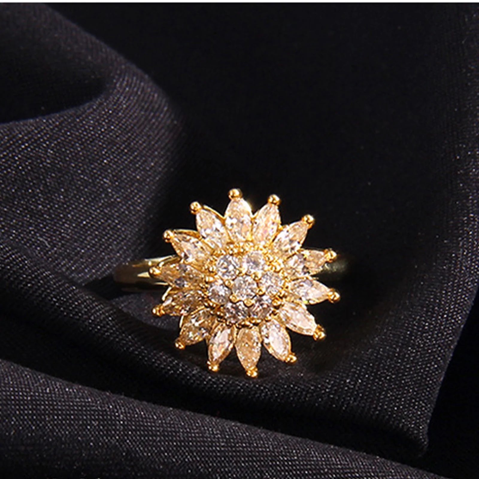 Presentski Rotating Sunflower Ring Female Opening Adjustable Spinner Ring TSR007