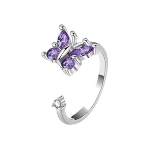 [TSR018] Presentski Rotating Butterfly Ring Female Adjustable Rotating Zircon Ring