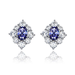 Blue Sapphire Marquise Cut Sterling Silver Stud Earrings