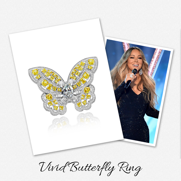 Butterfly 925 Sterling Silver Yellow Engagement Ring