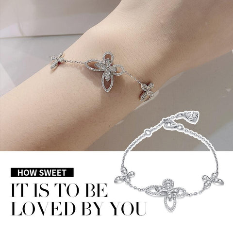 Butterfly Round Cut Sterling Silver Bracelet