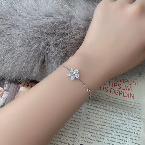 Cherry Blossoms Sterling Silver White Bracelet