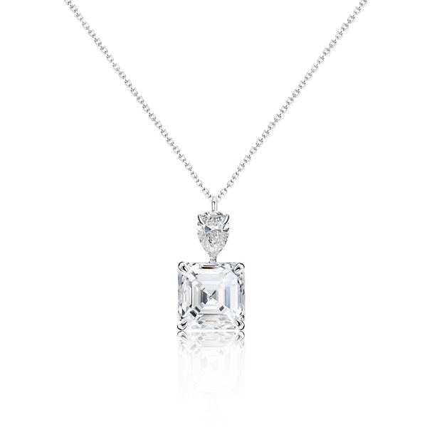 Classical Asscher Cut Sterling Silver Pendant Necklace