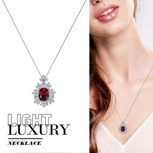 Crown Flowers Ruby Sterling Silver Pendant Necklace