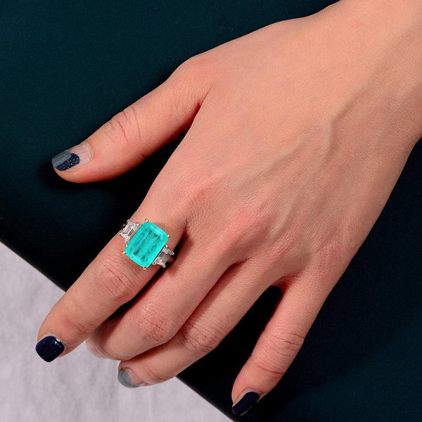 Dinner Party Emerald Cut Sterling Silver Paraiba Ring