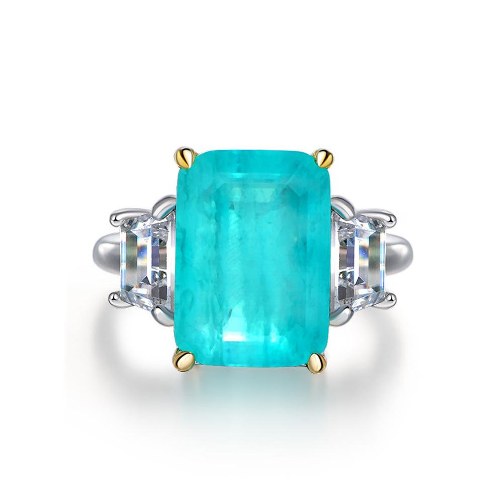 Dinner Party Emerald Cut Sterling Silver Paraiba Ring