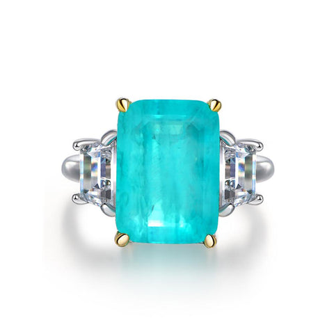 Dinner Party Emerald Cut Sterling Silver Paraiba Ring