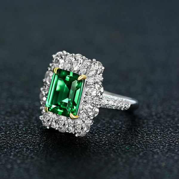 Dinner Party Emerald Cut Sterling Silver Ring