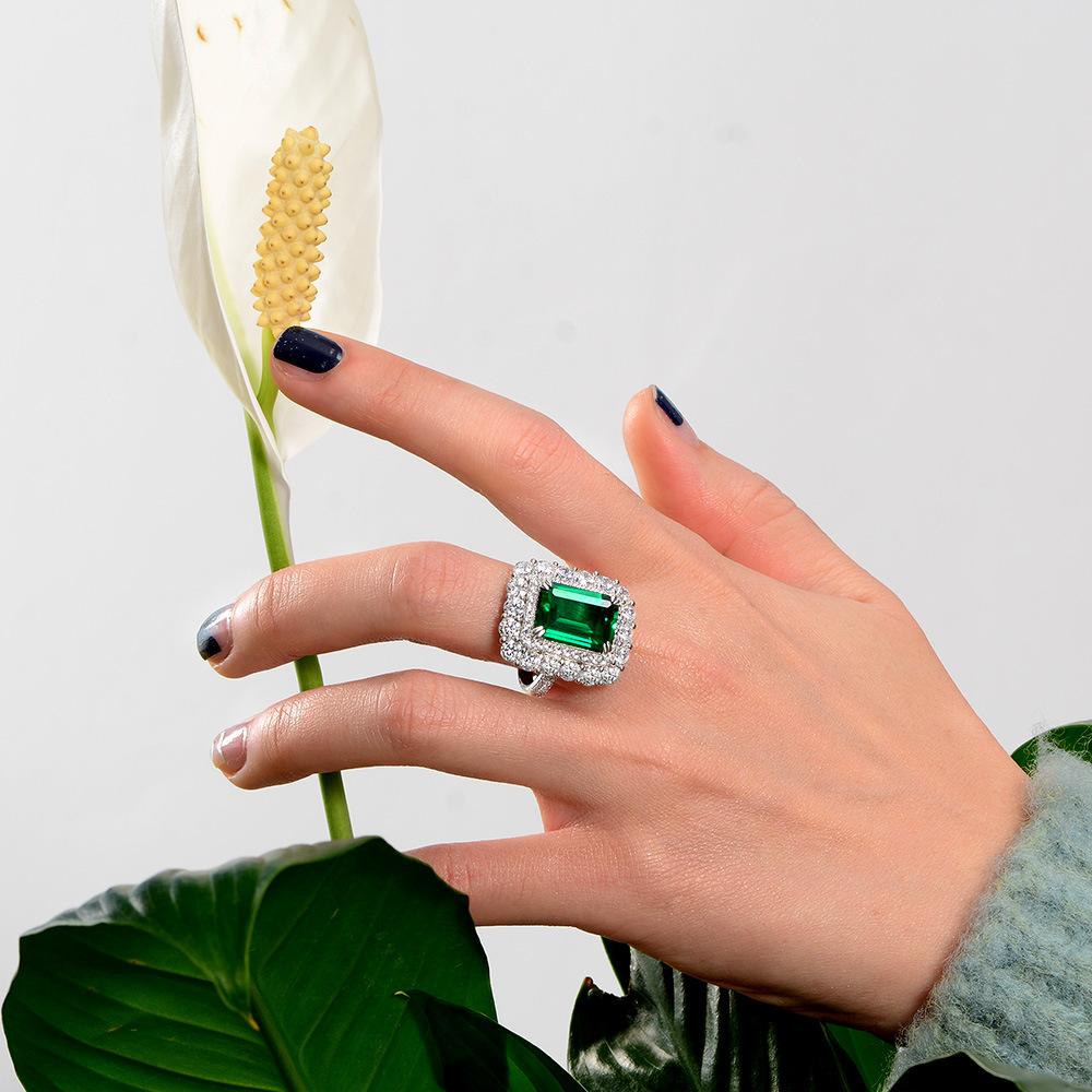 Dinner Party Square Emerald Cut Sterling Silver Ring